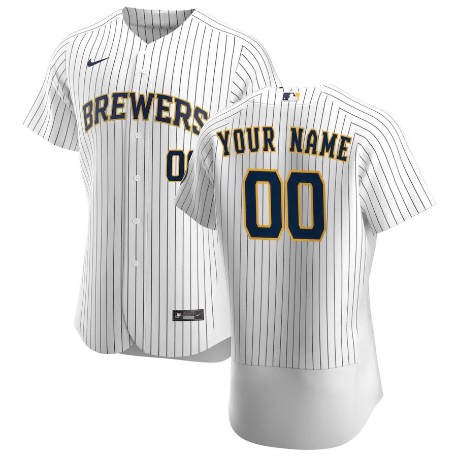 Cheap Mens Milwaukee Brewers Nike White Alternate Authentic Custom Patch MLB Jerseys